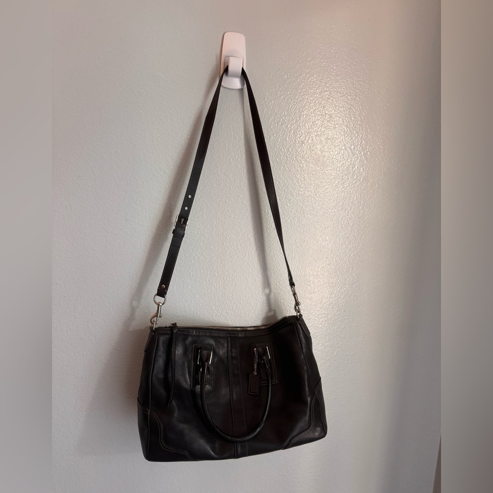 Coach Black Leather Hamilton Satchel - Picture 5 of 8
